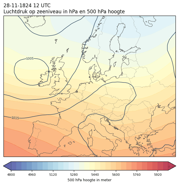 Weerkaart van 28 november 1824 om 12 UTC