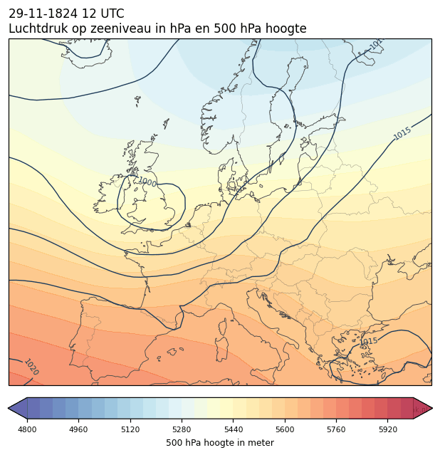 Weerkaart van 29 november 1824 om 12 UTC