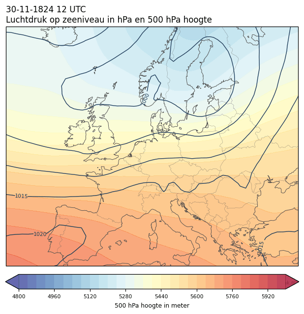 Weerkaart van 30 november 1824 om 12 UTC