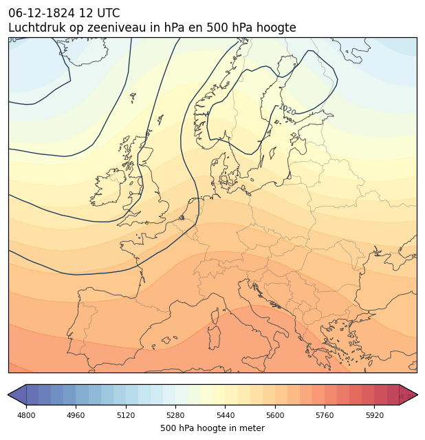 Weerkaart van 6 december 1824 om 12 UTC