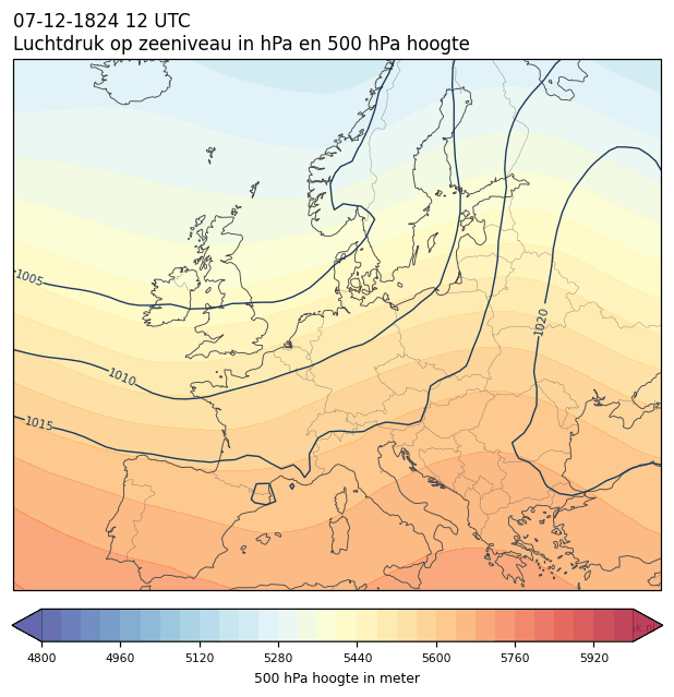 Weerkaart van 7 december 1824 om 12 UTC