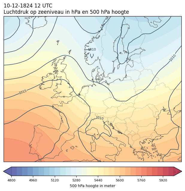 Weerkaart van 10 december 1824 om 12 UTC