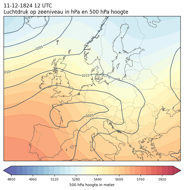 Weerkaart van 11 december 1824 om 12 UTC