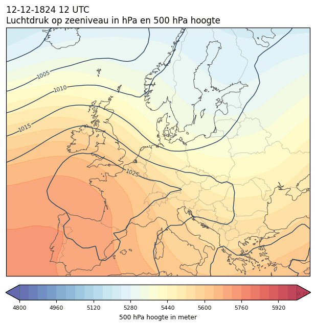 Weerkaart van 12 december 1824 om 12 UTC