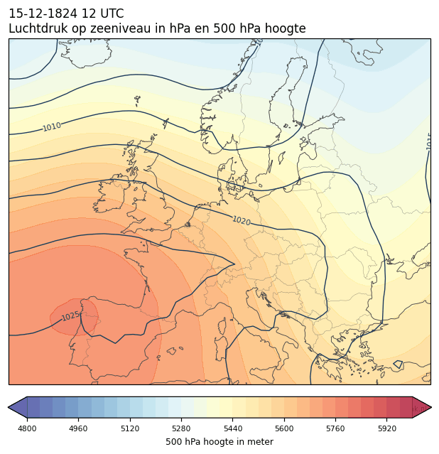 Weerkaart van 15 december 1824 om 12 UTC