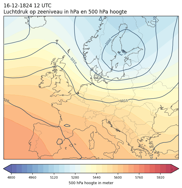 Weerkaart van 16 december 1824 om 12 UTC