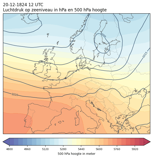 Weerkaart van 20 december 1824 om 12 UTC