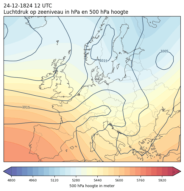 Weerkaart van 24 december 1824 om 12 UTC