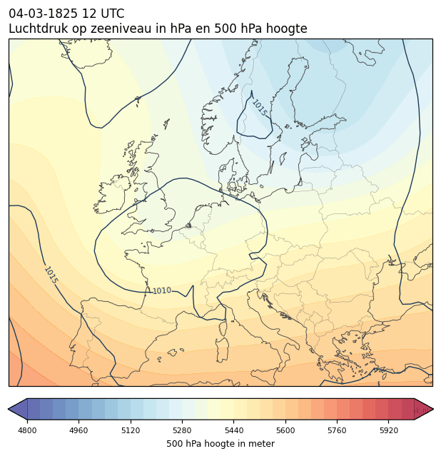 Weerkaart van 4 maart 1825 om 12 UTC
