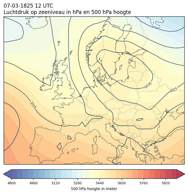 Weerkaart van 7 maart 1825 om 12 UTC