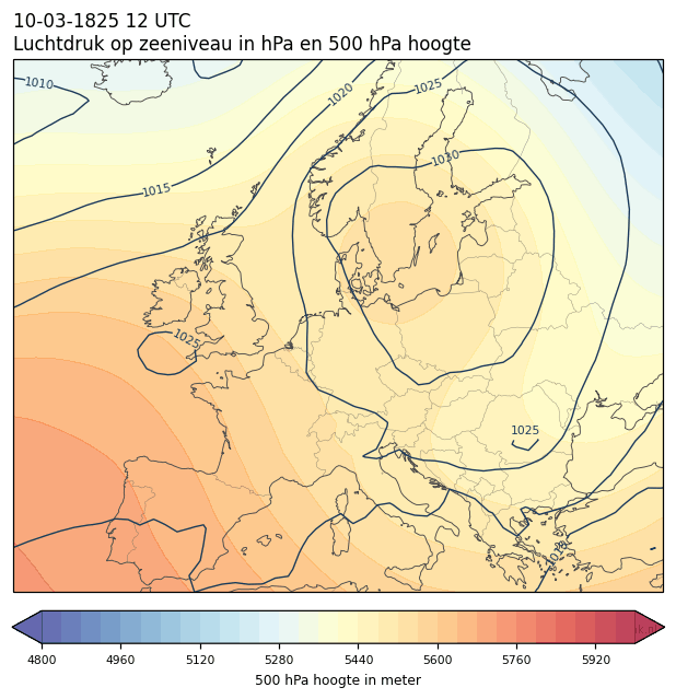 Weerkaart van 10 maart 1825 om 12 UTC
