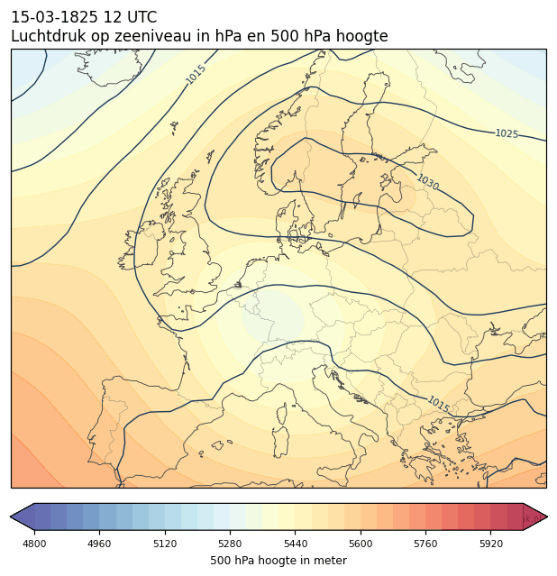 Weerkaart van 15 maart 1825 om 12 UTC