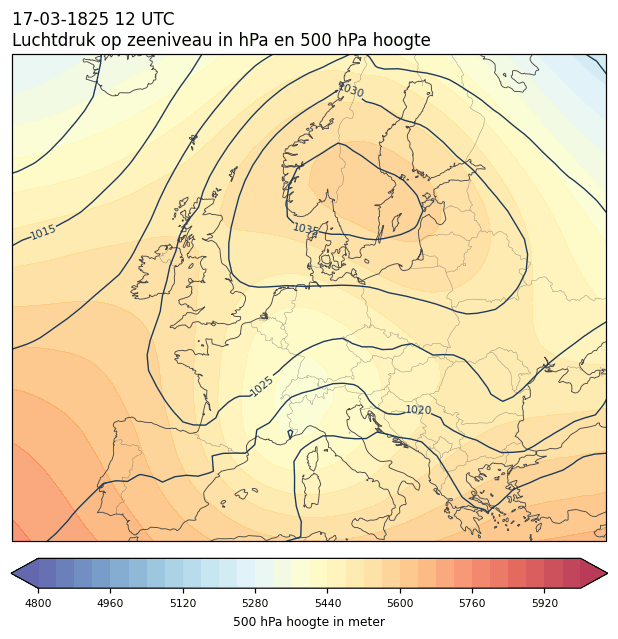 Weerkaart van 17 maart 1825 om 12 UTC
