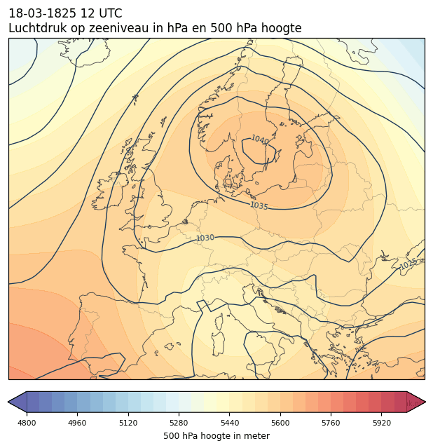 Weerkaart van 18 maart 1825 om 12 UTC