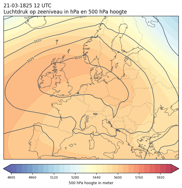 Weerkaart van 21 maart 1825 om 12 UTC