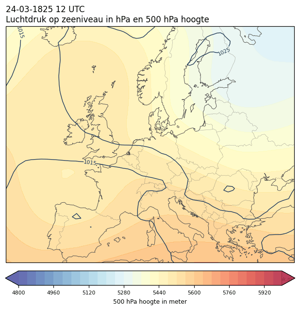 Weerkaart van 24 maart 1825 om 12 UTC