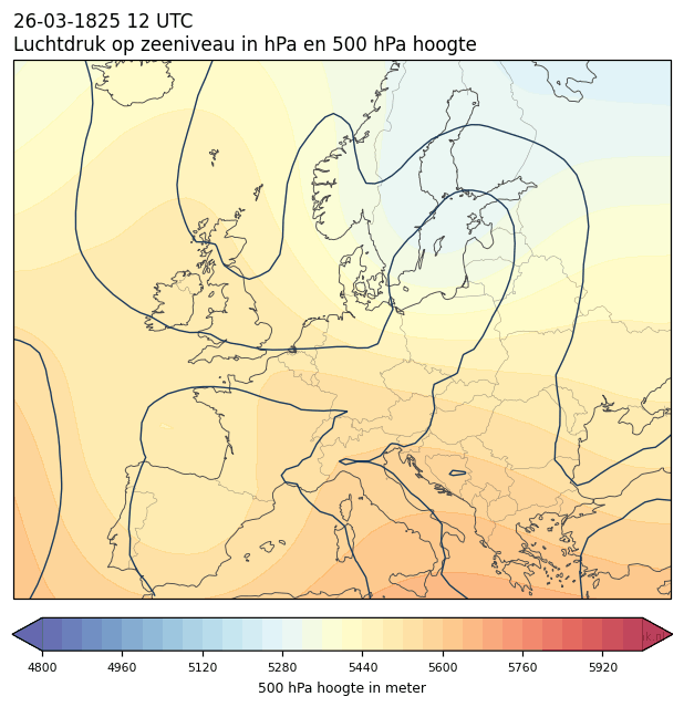 Weerkaart van 26 maart 1825 om 12 UTC