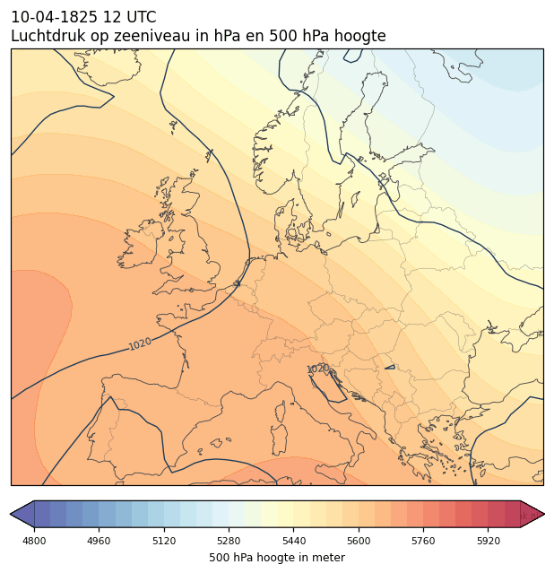 Weerkaart van 10 april 1825 om 12 UTC