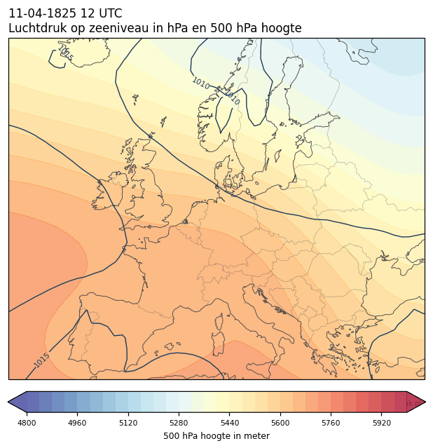 Weerkaart van 11 april 1825 om 12 UTC