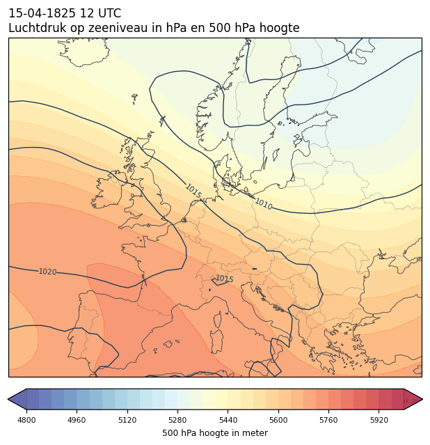 Weerkaart van 15 april 1825 om 12 UTC