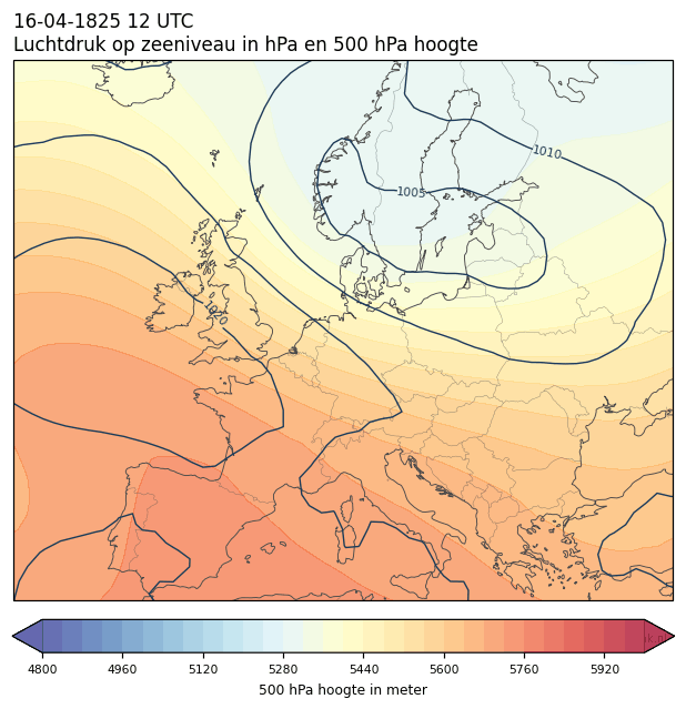 Weerkaart van 16 april 1825 om 12 UTC