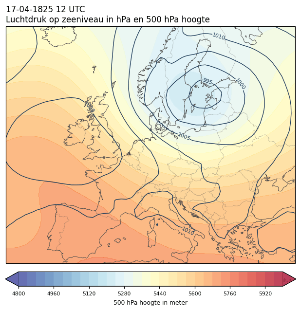 Weerkaart van 17 april 1825 om 12 UTC