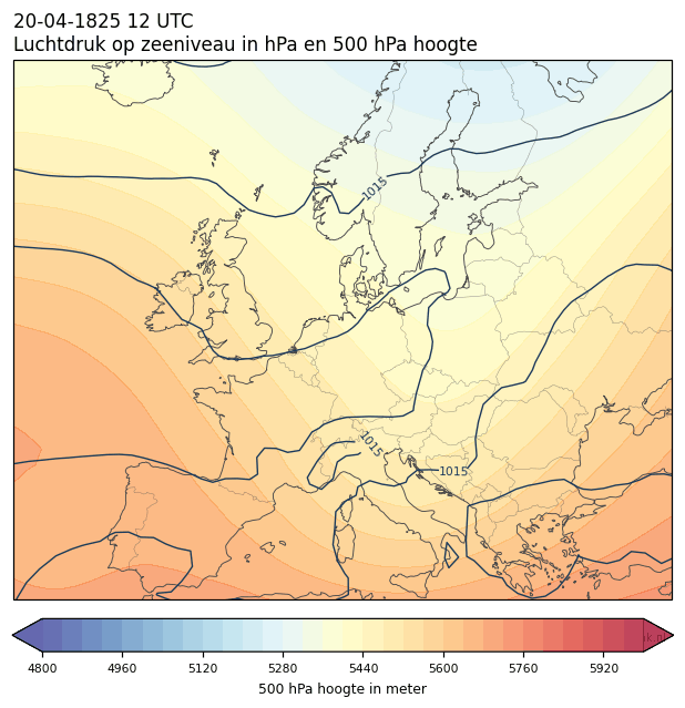 Weerkaart van 20 april 1825 om 12 UTC