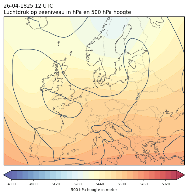 Weerkaart van 26 april 1825 om 12 UTC