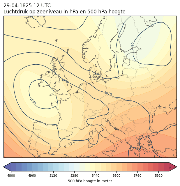 Weerkaart van 29 april 1825 om 12 UTC