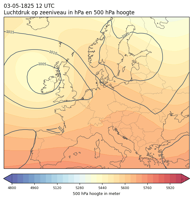 Weerkaart van 3 mei 1825 om 12 UTC
