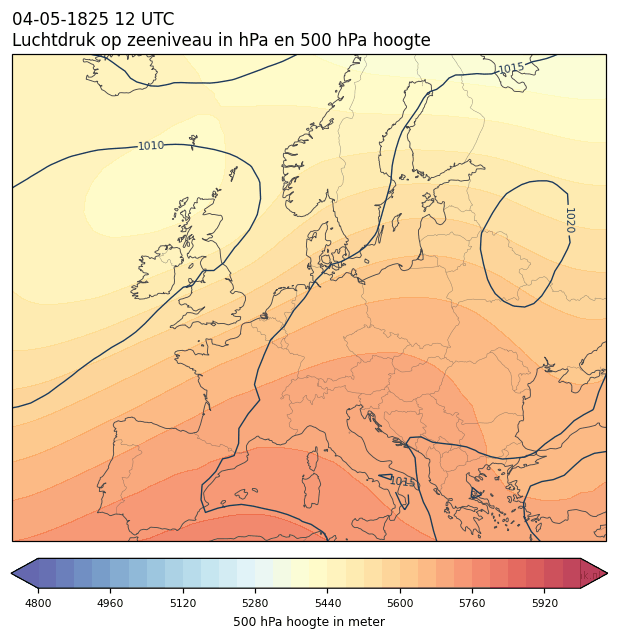 Weerkaart van 4 mei 1825 om 12 UTC