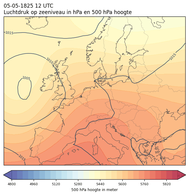 Weerkaart van 5 mei 1825 om 12 UTC