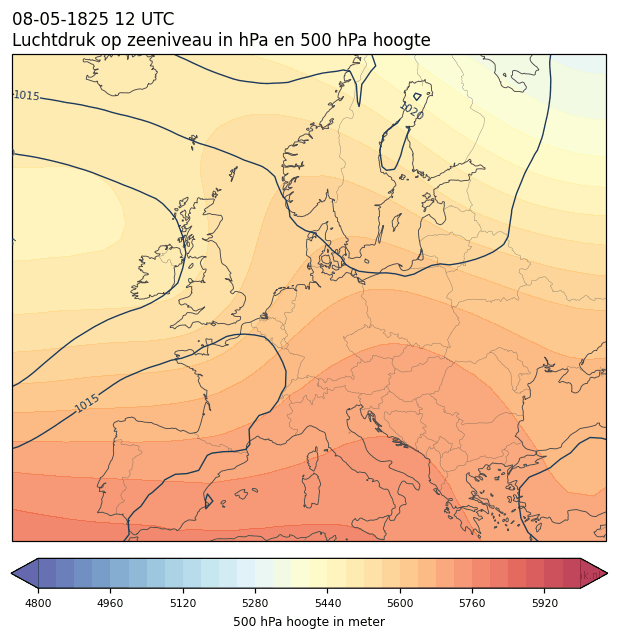 Weerkaart van 8 mei 1825 om 12 UTC