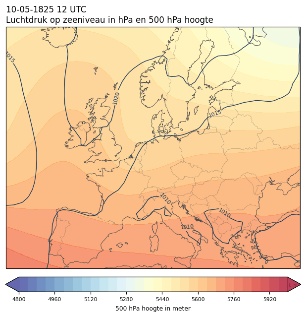 Weerkaart van 10 mei 1825 om 12 UTC