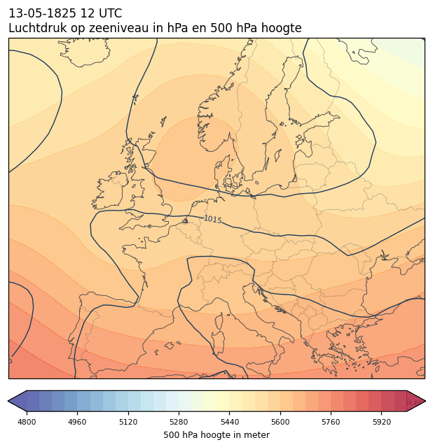 Weerkaart van 13 mei 1825 om 12 UTC