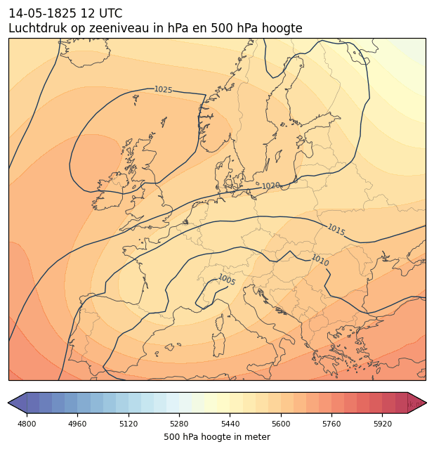Weerkaart van 14 mei 1825 om 12 UTC