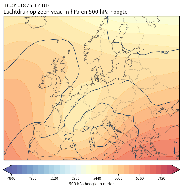 Weerkaart van 16 mei 1825 om 12 UTC