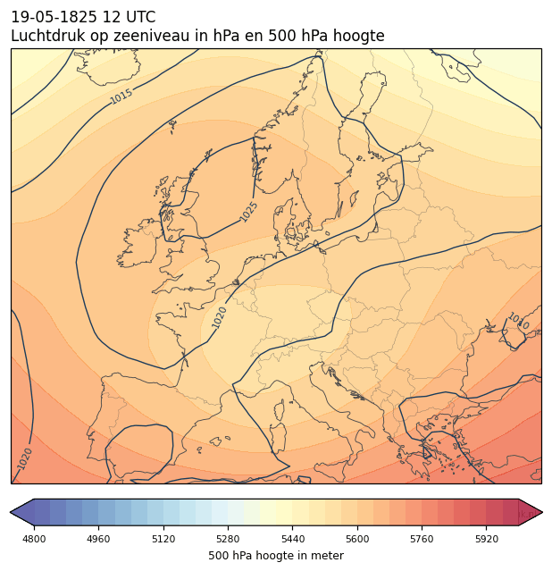 Weerkaart van 19 mei 1825 om 12 UTC