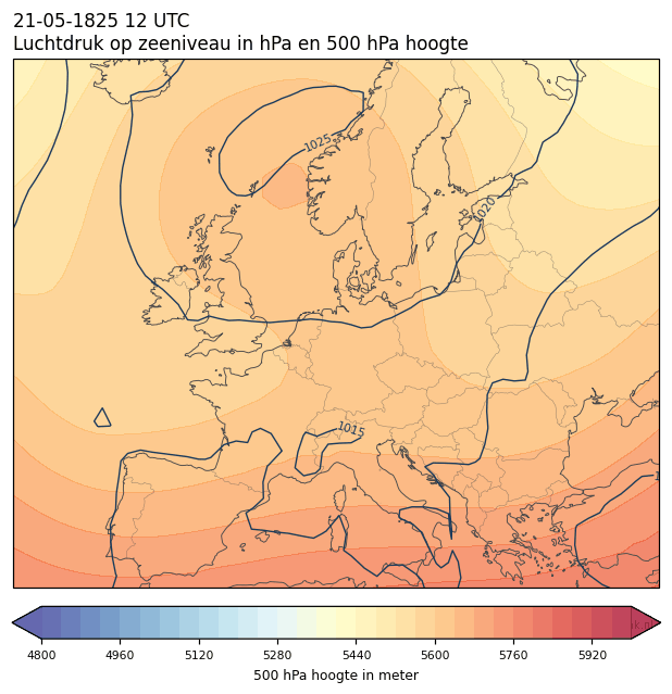 Weerkaart van 21 mei 1825 om 12 UTC