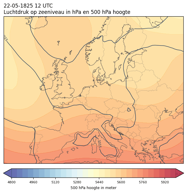 Weerkaart van 22 mei 1825 om 12 UTC