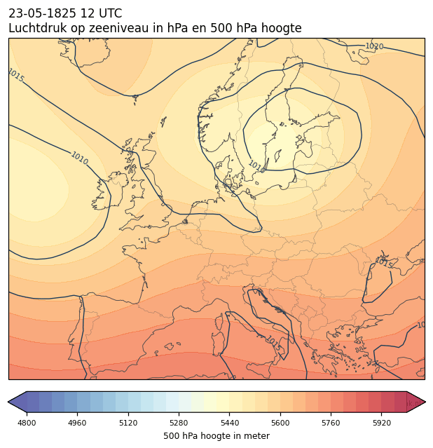 Weerkaart van 23 mei 1825 om 12 UTC