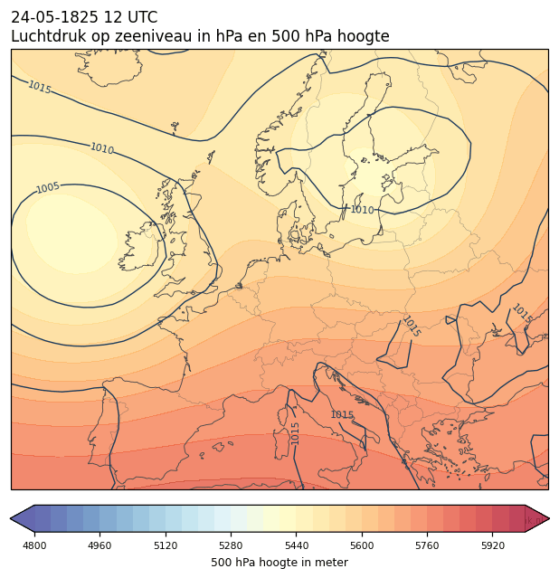 Weerkaart van 24 mei 1825 om 12 UTC