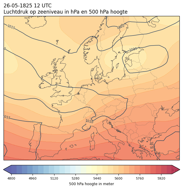 Weerkaart van 26 mei 1825 om 12 UTC