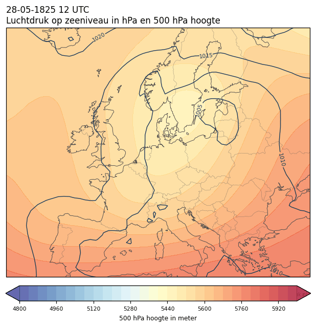Weerkaart van 28 mei 1825 om 12 UTC