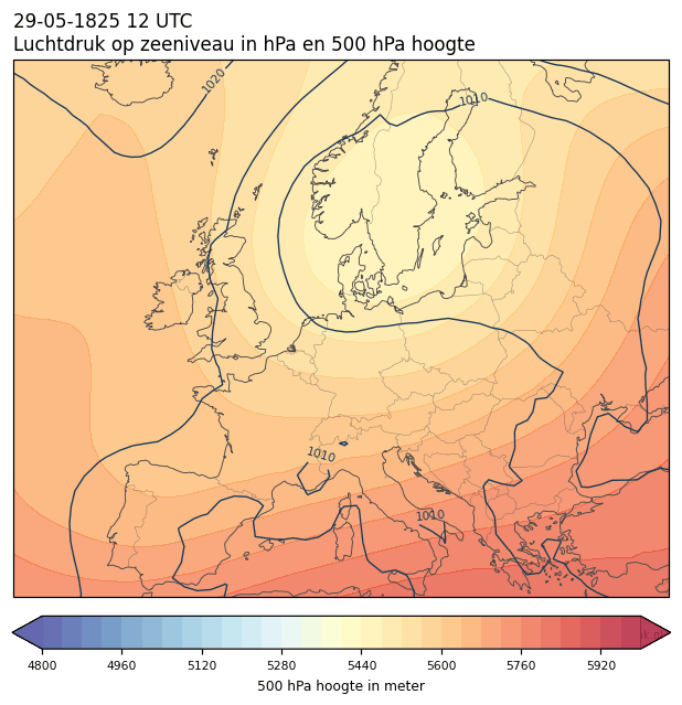 Weerkaart van 29 mei 1825 om 12 UTC