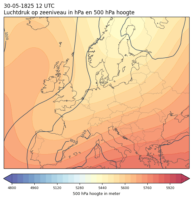 Weerkaart van 30 mei 1825 om 12 UTC