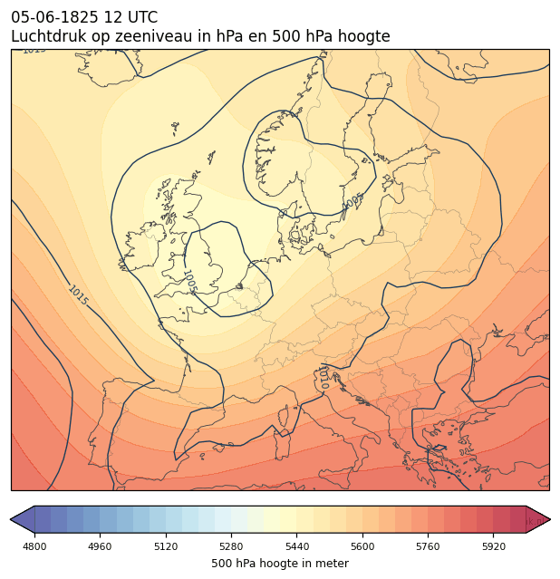 Weerkaart van 5 juni 1825 om 12 UTC