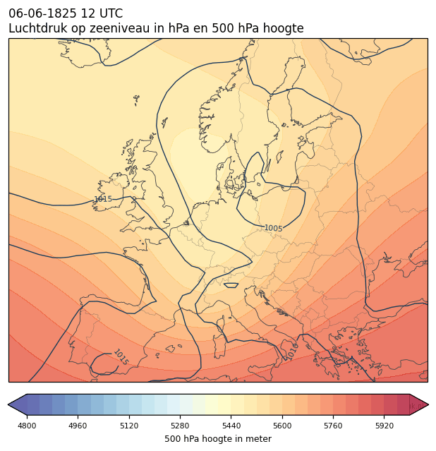 Weerkaart van 6 juni 1825 om 12 UTC