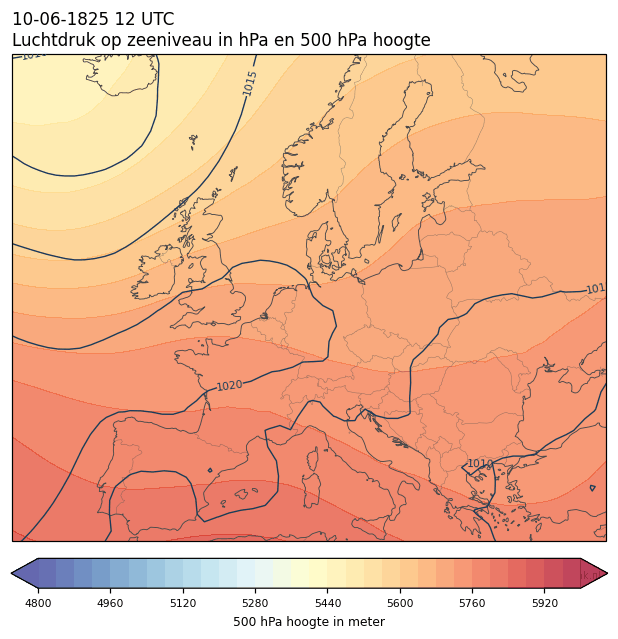 Weerkaart van 10 juni 1825 om 12 UTC