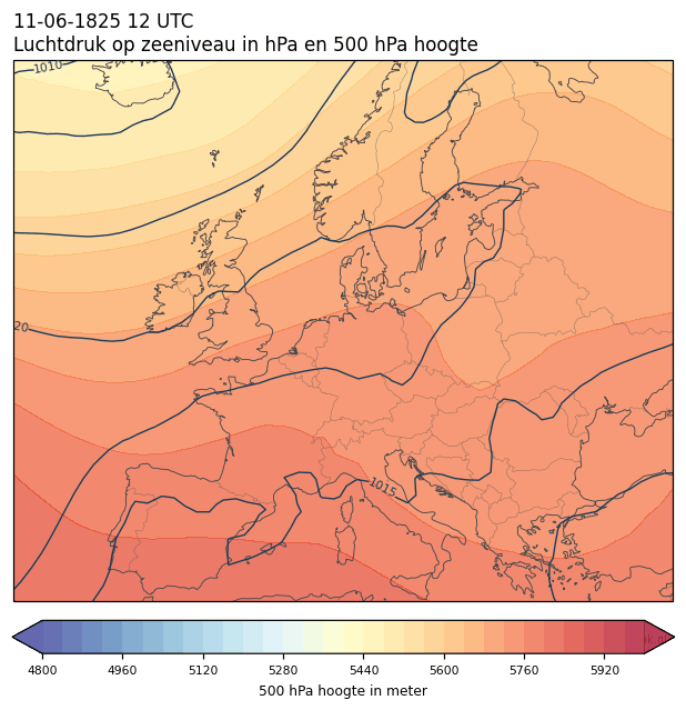 Weerkaart van 11 juni 1825 om 12 UTC